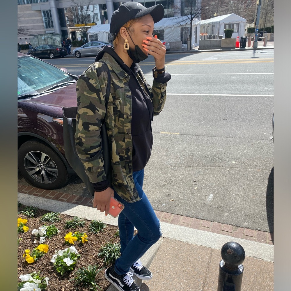 Camouflage button down shirt/jean jacket